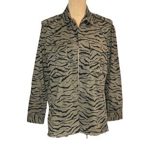 Anthropologie Pistola Tiger Utility Shirt Jacket Sz XS Olive Oversized Grunge
